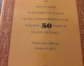 50 Years of Talking Pictures First Day of Issue Stamp and Program; Commemorative Stamp Hollywood, CA 1977; USPS Hollywood Stamp Collectable