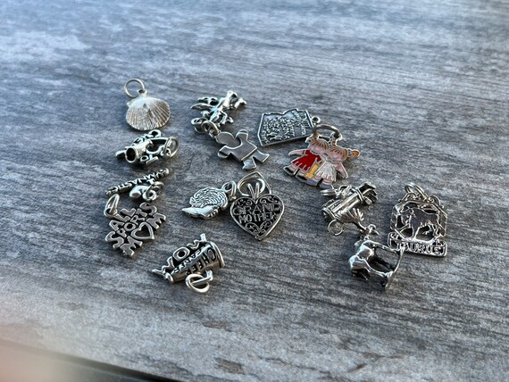 Set of 14 Sterling Silver Charms; 925 Assorted Ch… - image 3