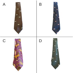 Vintage Horse Themed Neckties; Harness Racing Clothing Accessories; Horse Ties of Various Styles and Colors; Equestrian Ties
