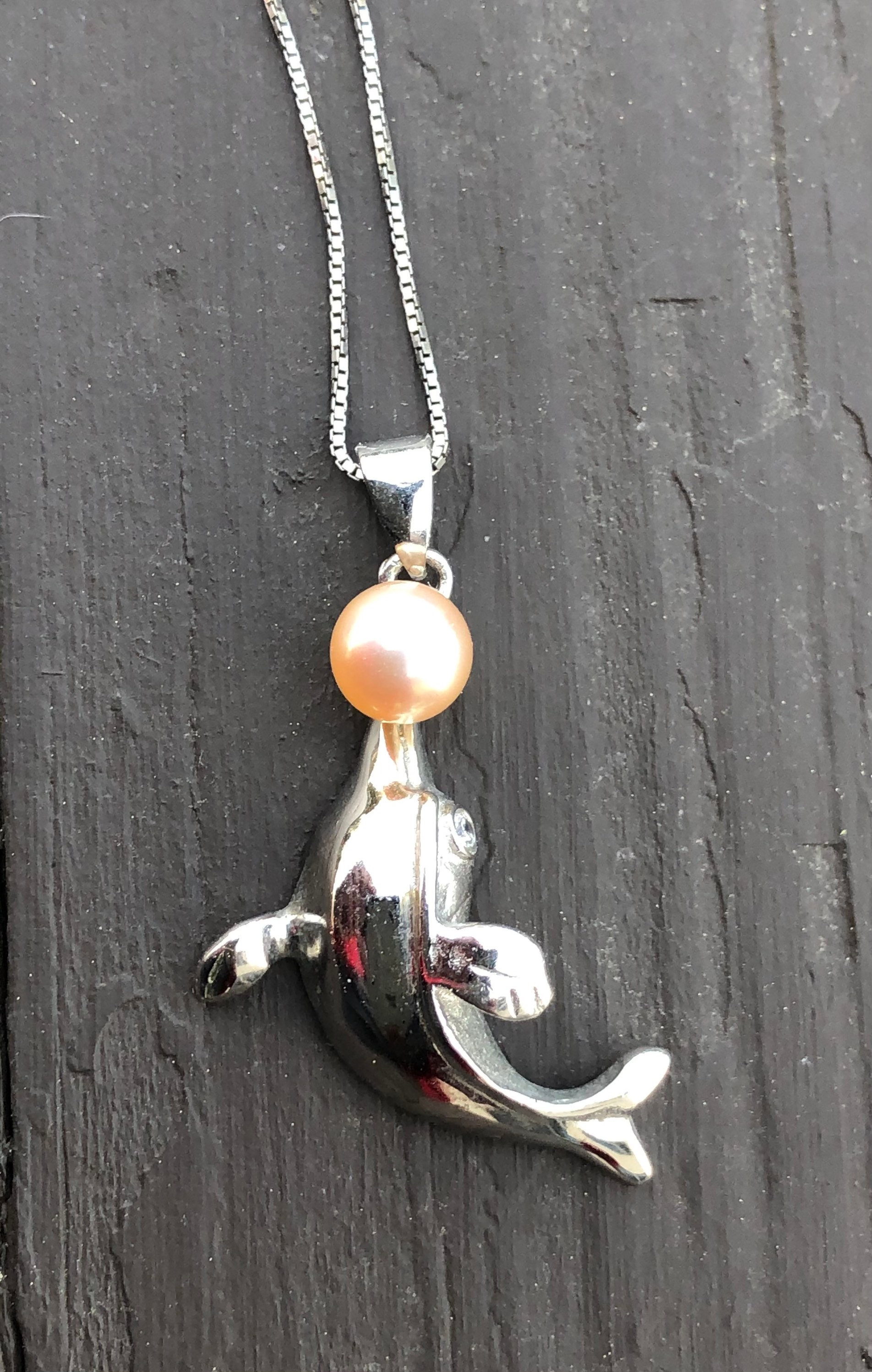 Collier Vintage Lanvin Paris - Pendentif Dauphins Cœur Avec Perle Et Strass - Style Années 80 Doré