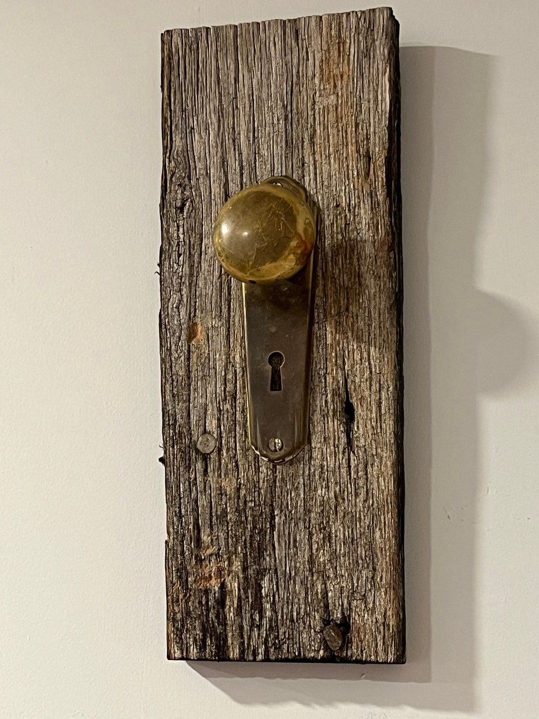 Vintage Door Knob Wall Decor Vintage Door Knob Hook Repurposed Wood and
