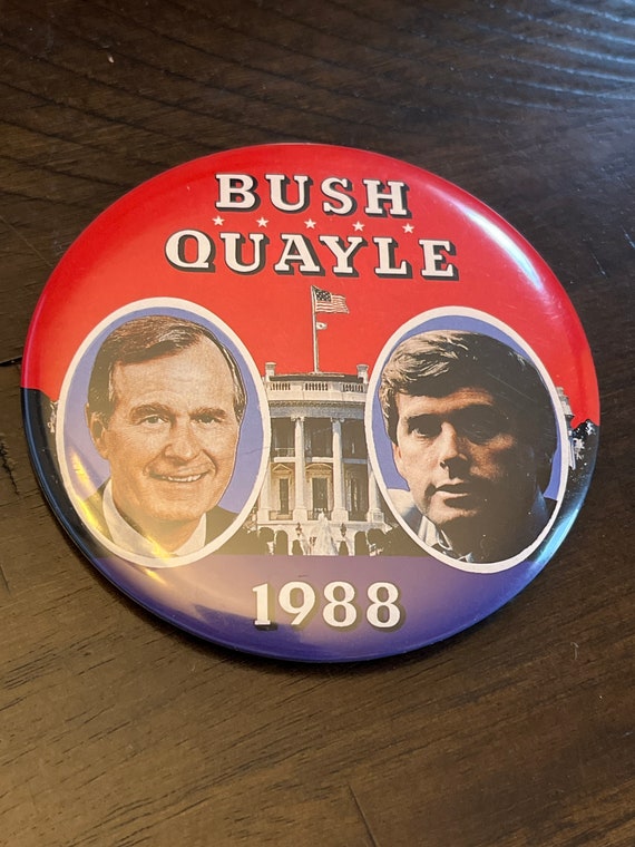 1988 Bush Quayle Campaign Button; Presidential Cam
