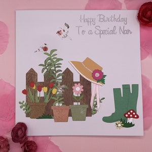 Carta speciale per nonna, biglietto di compleanno per mamma, nonna, zia, sorella, carta natura, carta amante del giardino, carte personalizzabili, carte con uccelli, fatte a mano
