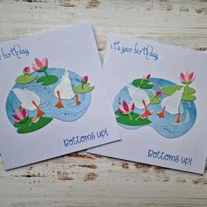 Duck cards, Bottoms up, Birthday card for Daughter, Mum, friend, Personalised cards, Personalised gifts, Pastel colours, cards with ducks