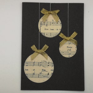 Confezione di biglietti di Natale x 3, biglietto di palline di Natale, biglietto di Natale per gli amanti della musica, biglietto di canti di Natale, biglietto di Natale per i nonni,