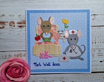 Get well card, Mouse card, In hospital Card, Speedy recovery, After your operation card, Personalised card, Custom card, Under the weather.