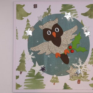 Carte de Noël hibou, carte de Noël pour amoureux des oiseaux, cartes de Noël pour les amateurs d'oiseaux, carte de fête des oiseaux, cartes de Noël de famille, carte pour maman