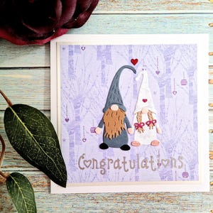 Carte de mariage gnome, carte de mariage Gonk, cartes pour couples, carte de mariage, jolies cartes de mariage,