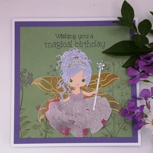 Fee Geburtstagskarte, Magische Karte, Mädchen Geburtstagskarte, Karte für Tochter, Karten mit Feen, Personalisierte, Handgemachte Fee, Girly Karte