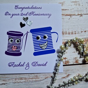 2nd wedding anniversary card, Cotton anniversary, Personalised cards, custom cards, Contemporary cards, Card for couples, Funny anniversary