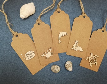 Sea Theme Gift Label, Sea life Present Tags, Turtle gift tag, Crab, Dolphin, Sea Presents, Sea animals wrapping, Gift Bag, Animal labels,