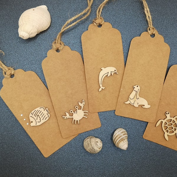 Sea Theme Gift Label, Sea life Present Tags, Turtle gift tag, Crab, Dolphin, Sea Presents, Sea animals wrapping, Gift Bag, Animal labels,