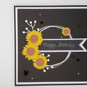 Carte d’anniversaire contemporaine tournesol, cartes avec fleurs, carte tournesol, cartes avec fleurs, carte d’anniversaire pour femmes, carte pour petite amie