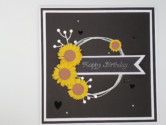 Contemporary Sunflower Birthday Card, Cards With Flowers