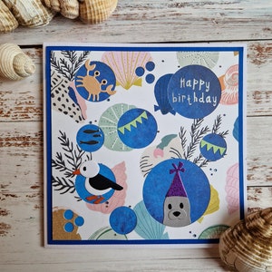 Sea theme birthday card, Underwater card, Children's birthday card, Card for kids, Seal Card, Cards with crabs, Personalised cards,