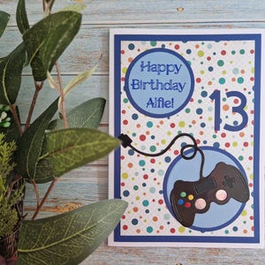 Tarjeta de cumpleaños de jugador, Tarjeta de cumpleaños de niño, Tarjeta para niños, Cumpleaños de hijo, Juegos, Tarjeta personalizada, Tarjeta de edad, Tarjeta de nieto, Jugador de videojuegos