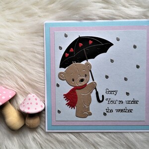 Carte Guérissez-vous, Sous la météo, Cartes personnalisées, Carte ours en peluche, Guérissez bientôt, carte personnalisable, je pense à vous, Guérissez-vous