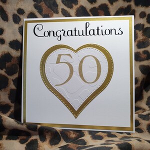Carte d’anniversaire de mariage d’or, carte du 50e anniversaire, carte pour les couples, carte pour les parents, carte de félicitations, carte d’anniversaire de mariage