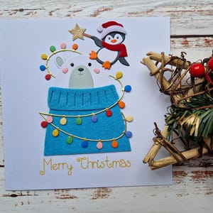 Grappige kerstkaarten, pinguïnkerstkaart, ijsbeerkaart, familiekaart, kerstkaart voor moeder, gepersonaliseerde kaarten, gepersonaliseerde cadeaus