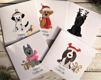 Dog Christmas card pack, Christmas card pack, x 5, x 10, Handmade Christmas card pack, Cards with dogs, Christmas multipack, Festive dogs