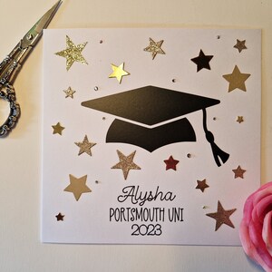 Personalisierte Abschlusskarte, benutzerdefinierte Karten, personalisierte Geschenke, Glückwunschkarte, Karte für Absolvent, Karte mit Doktorhut, Universität
