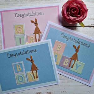 Carte de naissance, Félicitations de bébé, petite fille, carte de bébé garçon, carte personnalisée, baby shower, cadeaux personnalisés, carte de lapin, nouveaux parents