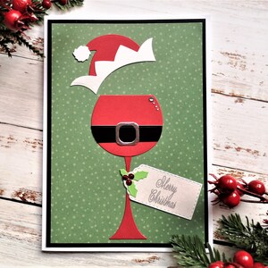 Biglietto di Natale in vetro di Babbo Natale, Biglietto bicchiere di vino, Biglietto di Babbo Natale, Babbo Natale, Cartoline con vino, Carte per donne, Cartoline per amica, Mamma, Zia