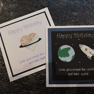 Love you round the world, Birthday card for men, Dad, Husband card, space card, Card for boys, Rocket card, Card for Dad, personalised card