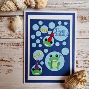 Tarjeta de cumpleaños de rana, Tarjeta de cumpleaños de pez, Tarjeta para marido, Tarjeta para hijo, Tarjetas personalizadas, Tarjetas personalizadas, Tarjeta de cumpleaños para niños, Hecho a mano