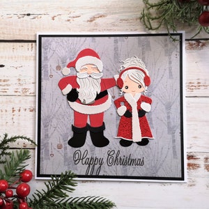 Cartolina di Babbo Natale, Babbo Natale e la signora Babbo Natale, Mr e Mrs Claus, Cartoline personalizzate, Cartolina di Natale per bambini, famiglia, coppie, Cartolina festiva