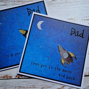 Father's Day Card, Space card, Rocket card, Card for Dad, Birthday card for Dad, Moon Card, Outer space card, Card for boys, Anniversary