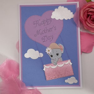 Tarjeta de elefante, Tarjeta del Día de la Madre, Tarjeta de aniversario, Tarjetas con elefantes, Tarjetas para mamá, Tarjetas para parejas, Globo aerostático, Tarjeta del Día de la Madre