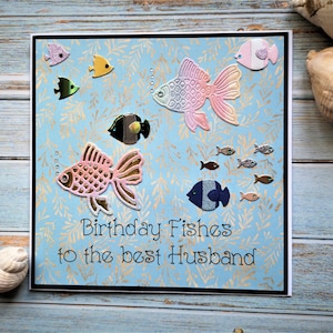 Meilleure carte d'anniversaire de mari, anniversaire de poissons, carte d'anniversaire de mari, cartes pour hommes, carte pour mari, cartes de poisson, cartes avec poisson, carte de mer