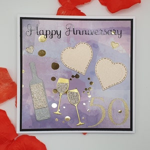 Tarjeta de aniversario, 50 aniversario, 60, 25, 40, Boda de oro, Boda de plata, Rubí, Perla, tarjeta para padres, Tarjeta personalizada,