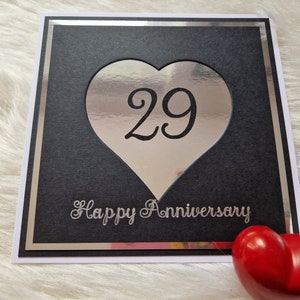Biglietto anniversario personalizzato, anniversario di matrimonio contemporaneo, 29° anniversario, biglietti per uomo, biglietti monocromatici, biglietti personalizzati