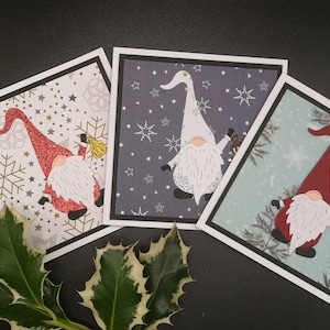 Pacote de cartas de Natal Gnomo, Gonk, Elfo, Papai Noel, Conjunto de cartas, Multipack, Cartão Festivo, Personalizado, feito à mão, cartão para amigos,