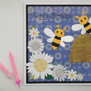 Carte d'anniversaire abeille, cartes avec des abeilles, carte d'amant de la nature, cartes avec des fleurs, carte de marguerite, carte pour maman, carte pour petite amie, carte de jardin