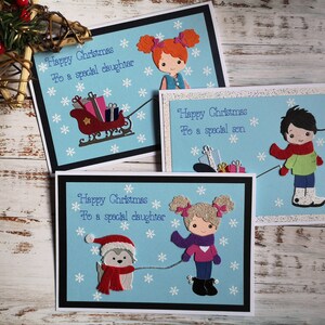 孫娘のクリスマスカード、娘、息子へのカード、パーソナライズされたクリスマスカード、パーソナライズされたギフト、子供向けのカード、カスタマイズ可能