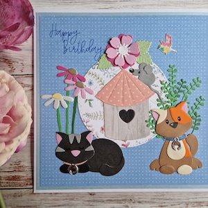 Carte personnalisée chat, carte d'anniversaire chat, cartes avec chats, cartes personnalisées, carte pour amoureux des chats, carte pour grand-mère, maman, fille, cartes avec des fleurs,