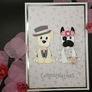 Carte de mariage de chien, M. et Mme, Union civile, Carte de mariage mignonne, , Nouveaux mariés, Cadeaux personnalisés, Cartes personnalisables, Cartes avec chiens,