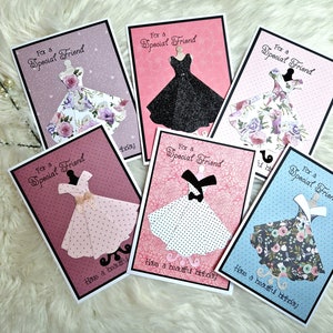 Cartes de mode, Anniversaire d'un ami spécial, Cartes personnalisées, Cartes personnalisées, Cartes Girly, jolies robes, Anniversaire de meilleur ami, Cartes pour femmes
