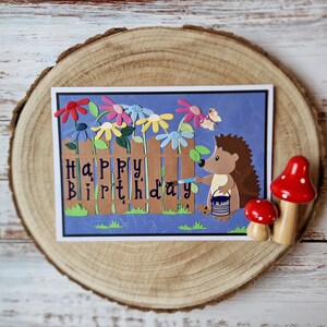 Carte d'anniversaire hérisson, cartes avec hérissons, cartes animal, cartes pour enfants, cartes jardinier, cartes personnalisées, cartes personnalisées, carte pour maman