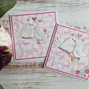 Carte d'anniversaire colombe, anniversaire de mariage, tourtereaux, carte pour femme, carte pour couple, cartes personnalisées, cartes avec colombes, carte oiseau