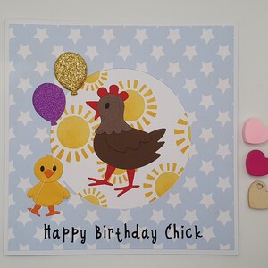 Feliz cumpleaños pollito, tarjeta de cumpleaños para mujeres, tarjeta amante de las aves, tarjeta para amante de los animales, tarjeta de cumpleaños de pollo, tarjeta para hija, tarjeta de amiga