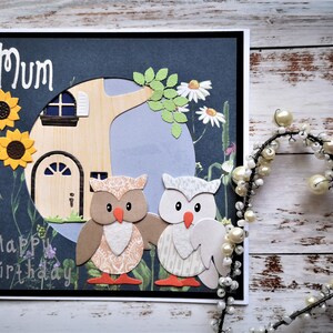 Carte d'anniversaire hibou, carte pour maman, nounou, femme, cartes avec hiboux, cartes personnalisées, cartes personnalisées, carte animal, carte oiseau, cartes pour femme