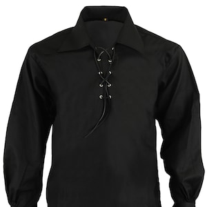Scottish Highland Jacobite Jacobean Ghillie Kilt Shirt Tartan Sporran Black