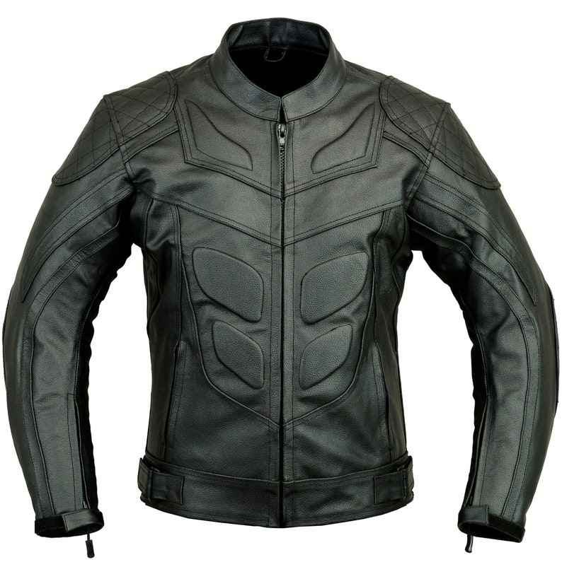 Gearx Btman Style Motorbike Leather Jacket Motorcycle Coat Etsy