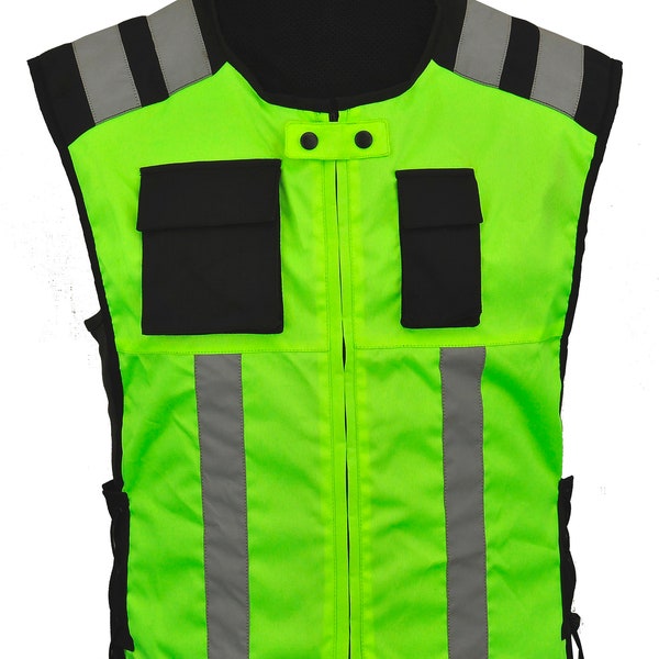 Hi Visibility Safety Jacket Zipped Vest Waistcoat Workwear Reflective Hi vis viz