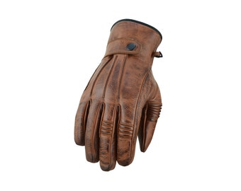 Distressed Vintage Classic Leather Motorbike Fashion Gloves Durable Cowhide Leather