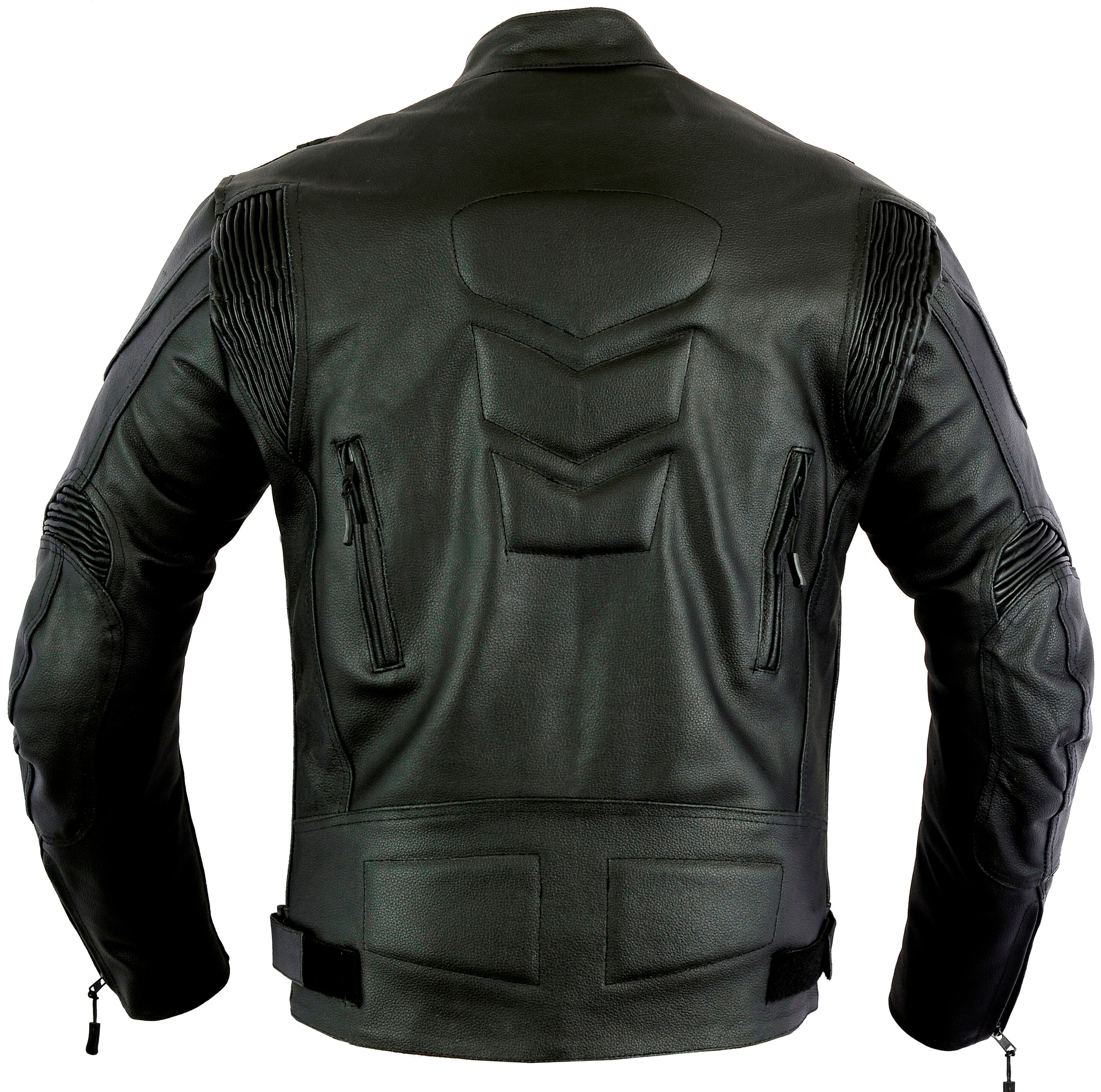 Mens Impact Motorbike Jacket Vent Zippers Soft Leather Motorcycle